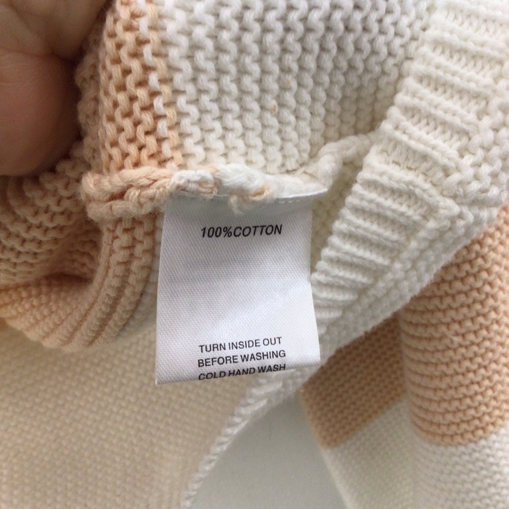 Sabo Australian sweater pullover women small orange white stripe cotton oversize - Picture 7 of 10